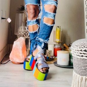 Moschino Flat Platform Multi Color Sandals 🌈